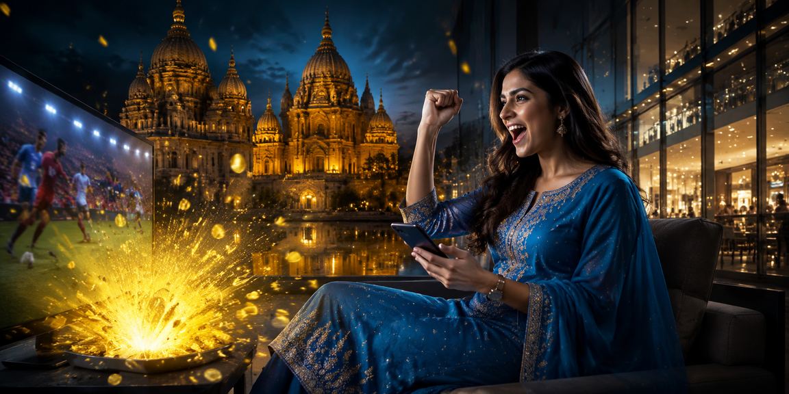 সালোয়ার কামিজ পরা একজন নারী বাংলাদেশে ভিআইপি বোনাস চেক করছেন মোবাইলে